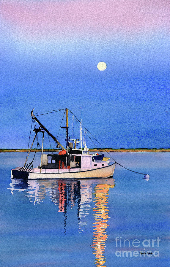 Full Moon over Chatham Painting by Heidi Gallo