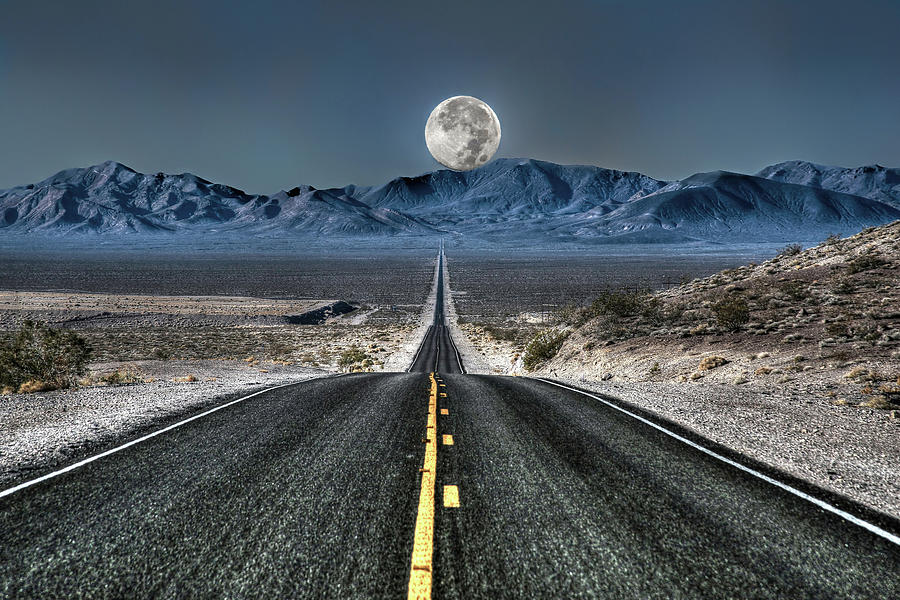 National Parks Photograph - Full Moon Over Death Valley by Donna Kennedy