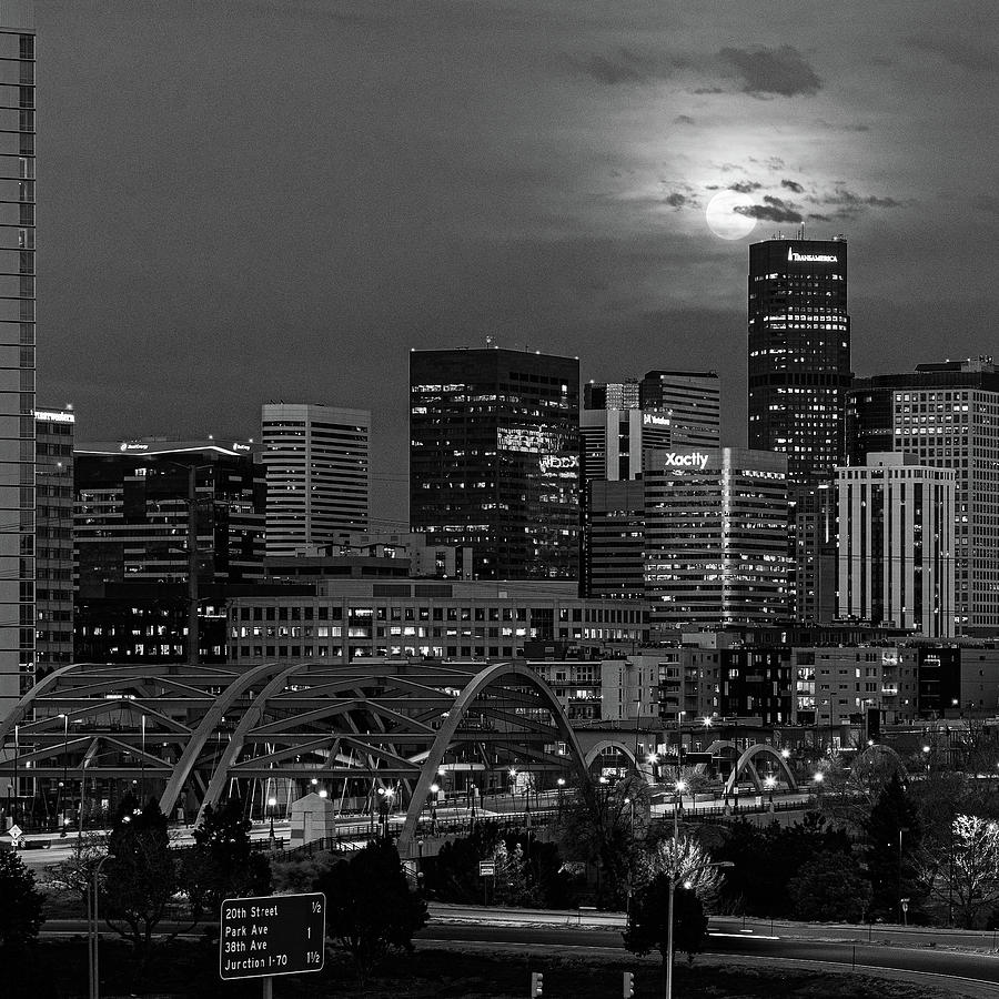 Full Moon over Denver, Colorado Photograph by Christy Sanchez Fine