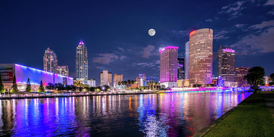 Full Moon Over Downtown Tampa  #1 Photograph by Lance Raab Photography