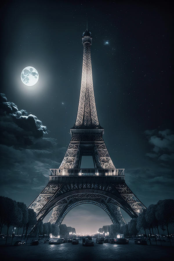 Full Moon Over Eiffel Tower Photograph by Athena Mckinzie