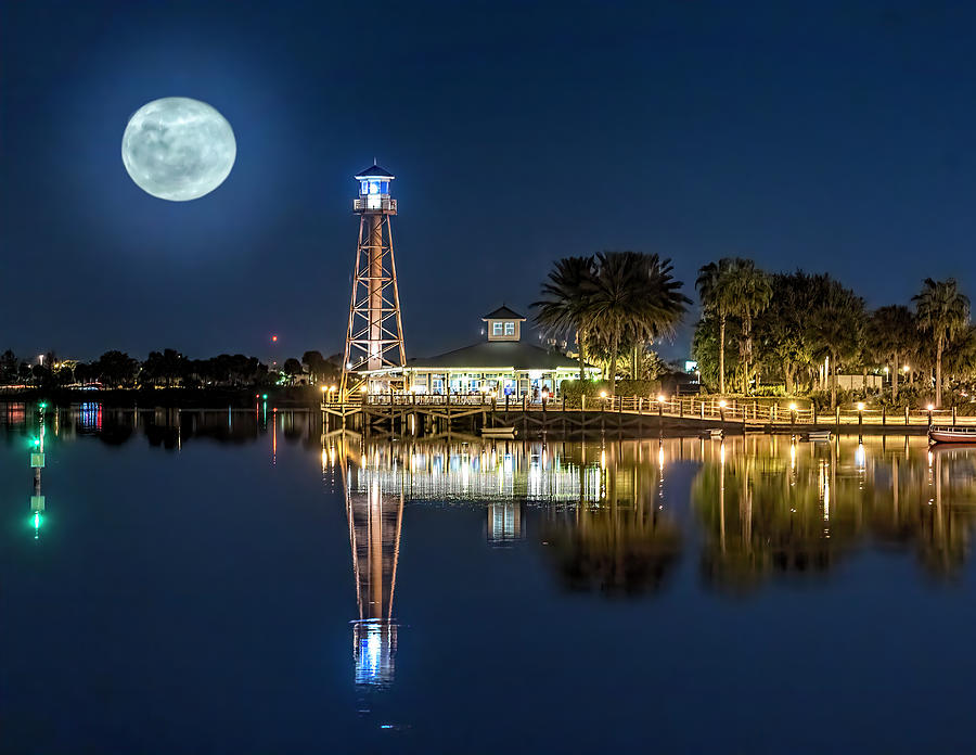Full Moon over Lake Sumter Landing Photograph by Betty Eich