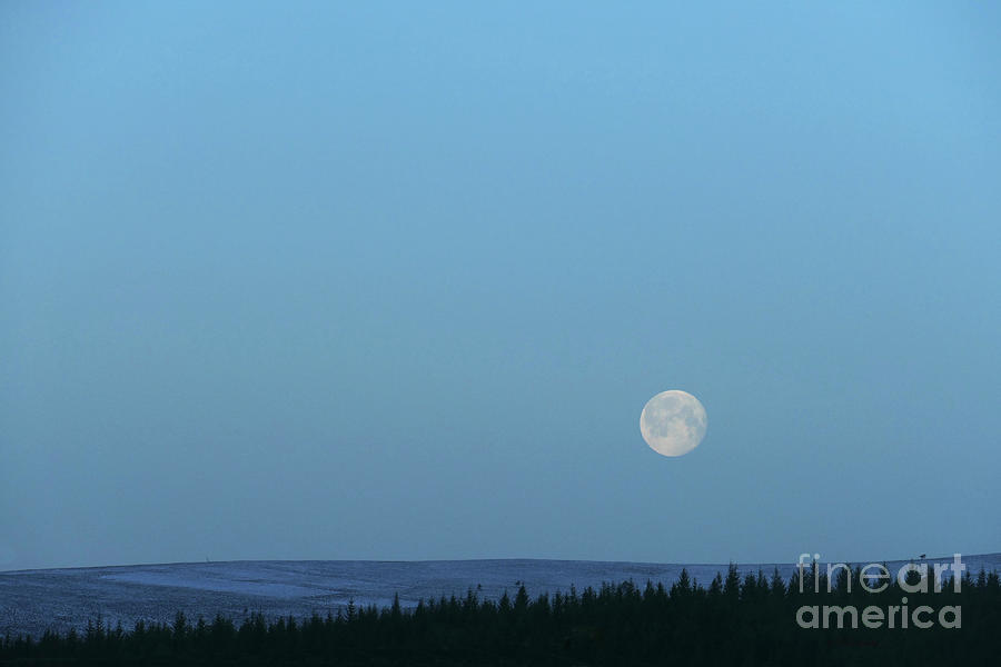 Full Moon over Moorland at dusk Photograph by Phil Banks