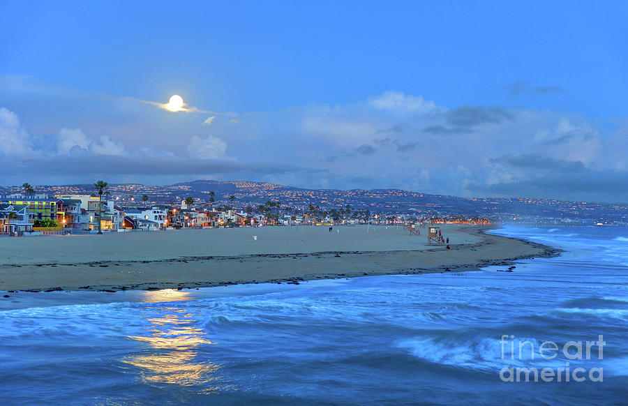 Full Moon over Newport Beach, California Photograph by Denis Tangney Jr ...