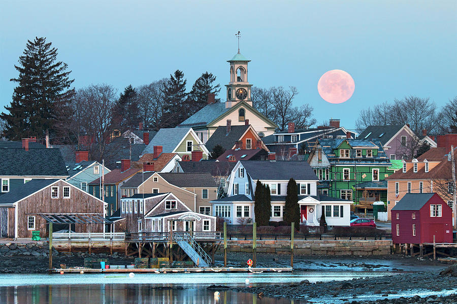 Winter Photograph - Full Moon Over Portsmouth by Eric Gendron