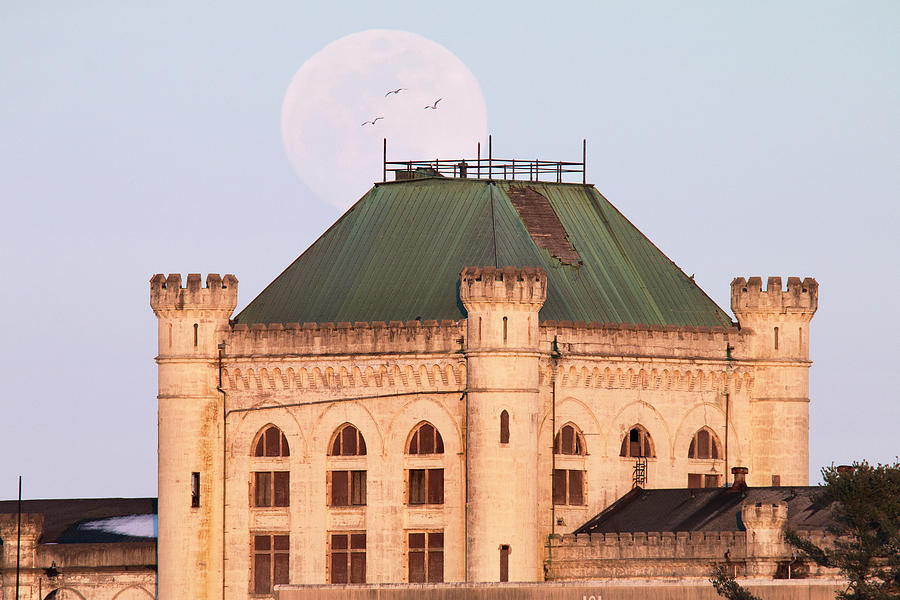 Full Moon over Portsmouth Naval Prison Photograph by Eric Gendron