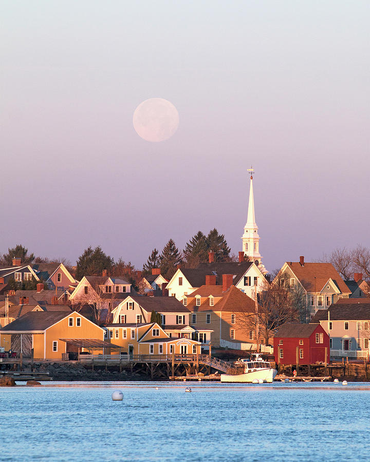 Space Photograph - Full Moon Over Portsmouth NH by Eric Gendron