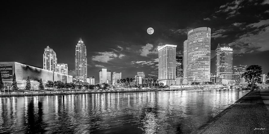 Tampa Photograph - Full Moon over Tampa 10x20 by Lance Raab Photography