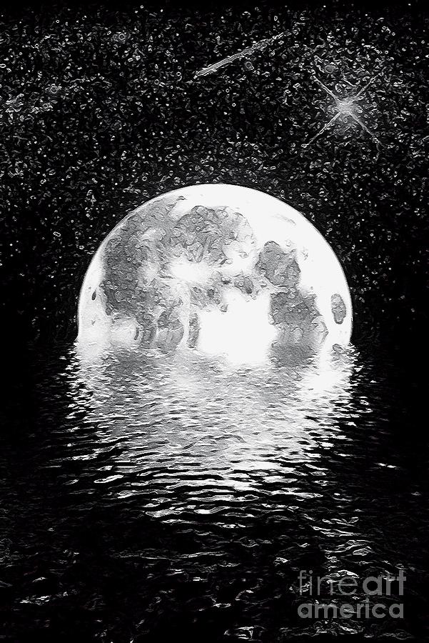 Full Moon Drawing with Dark Background Stock Illustration - Illustration of  design, closeup: 251863473