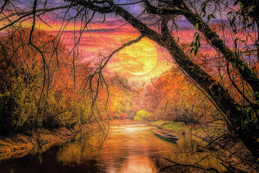 Full Moon Reflections Painting Photograph by Debra and Dave Vanderlaan