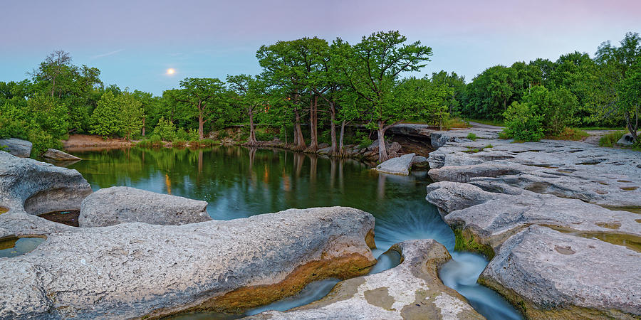 Austin Photograph - Full Moon Rise Over Onion Creek at McKinney Falls State Park Austin Texas Hill Country by Silvio Ligutti