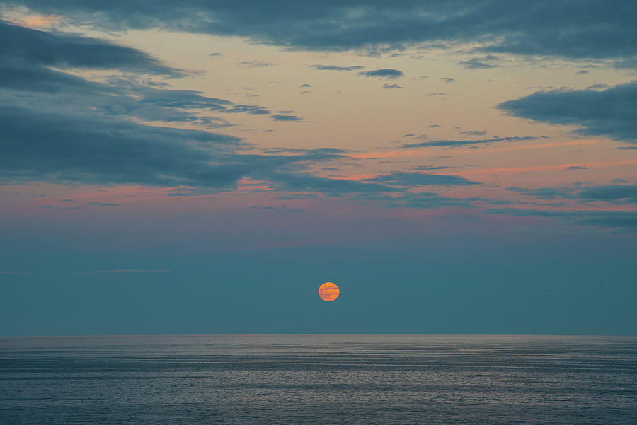 Full Moon Rising over Acadian Waters Photograph by Lynn Thomas Amber