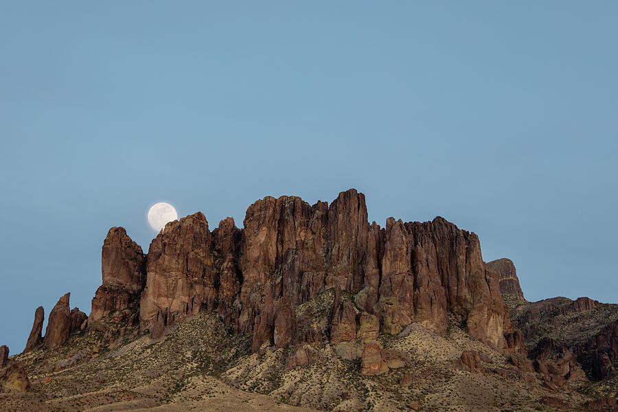 Full Moon Rising Over the Superstitions Photograph by Rick Furmanek