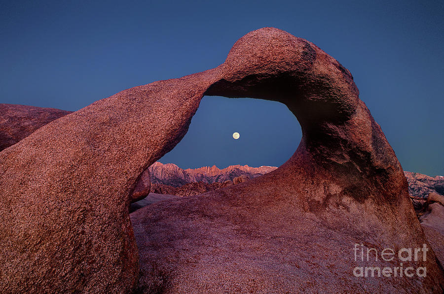Full Moon Through Mobius Arch Alabama Hills California Photograph by Dave Welling