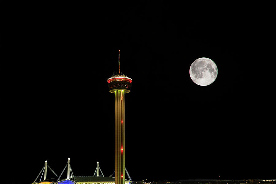 Full Moon - Tower of the Americas - San Antonio Photograph by Steve Snyder