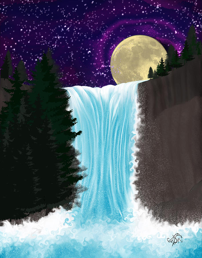 Easy Moonlight Waterfall Scenery Drawing | How to Draw Simple Scenery of  Moonlight Over Waterfa… | Easy scenery drawing, Waterfall drawing, Oil  pastel drawings easy