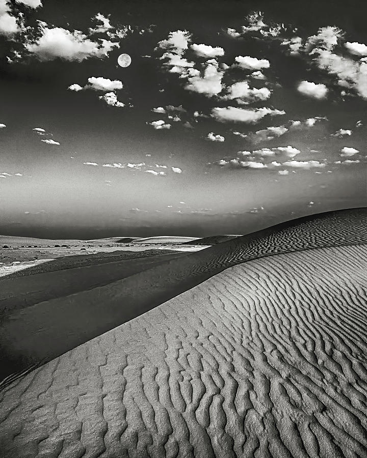 Full Moon White Sands National Park, Sepia, New Mexico Photograph by Don Schimmel