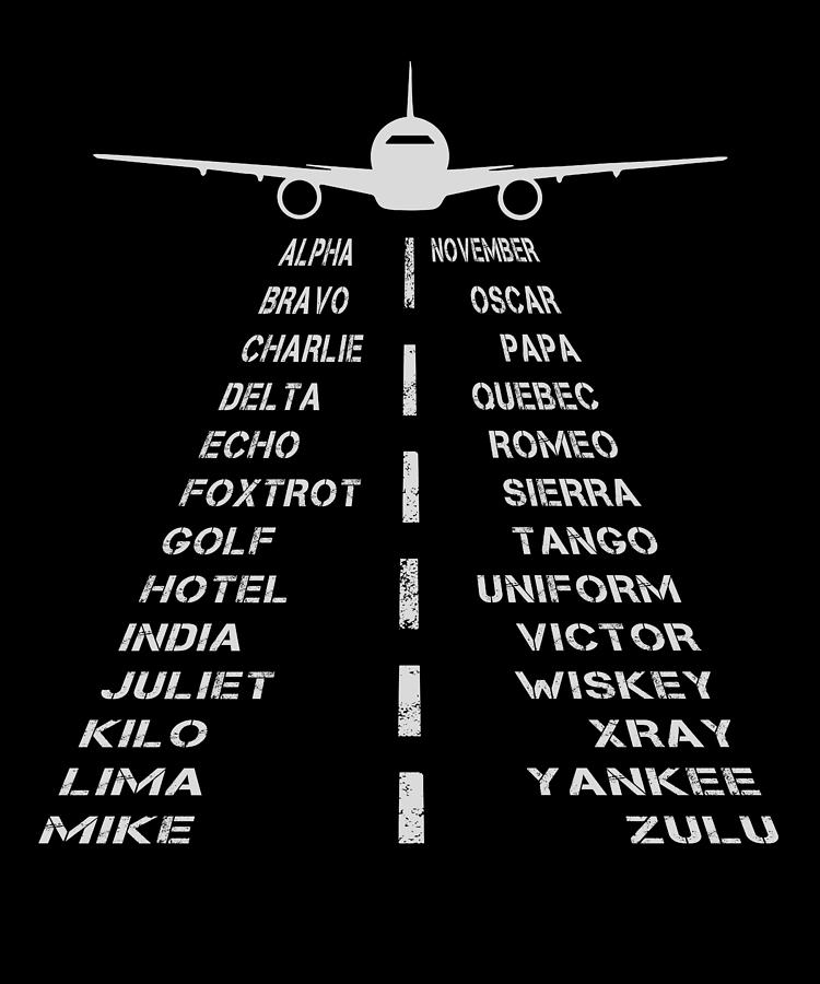Full Phonetic Alphabet Runway Plane Pilot Digital Art by Qwerty Designs