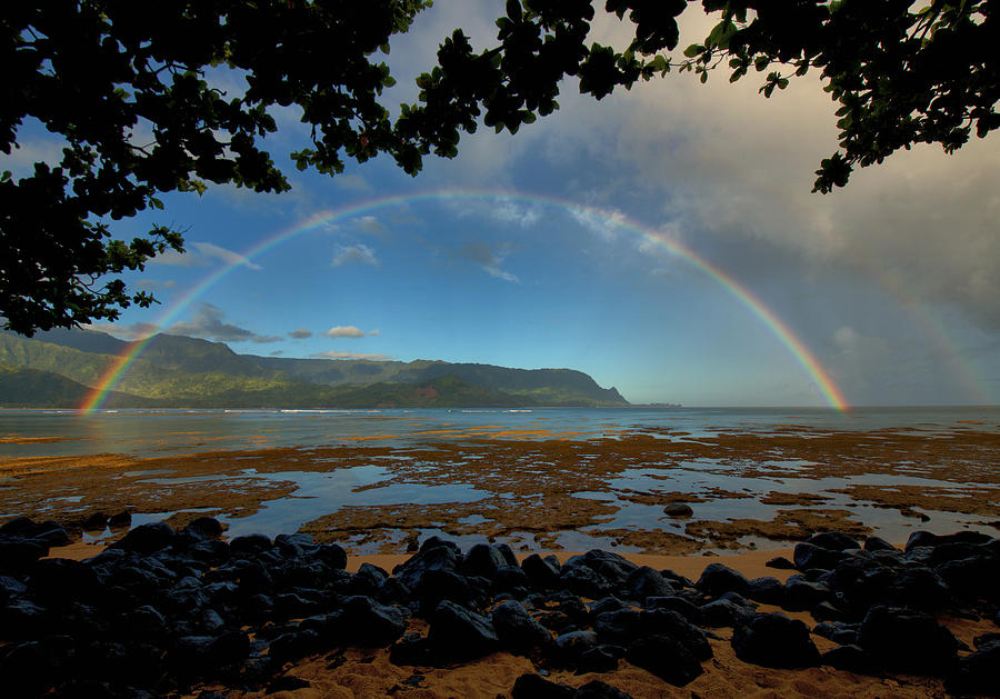 Full Rainbow - Hanalei Bay Photograph by Stephen Vecchiotti