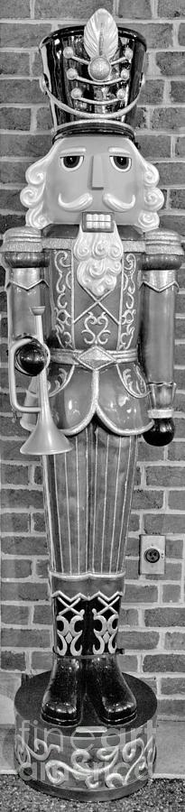 Full Size Holiday Nutcracker Statue Black And White Photograph by Adam Jewell