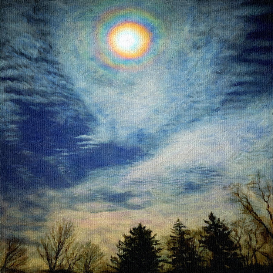 Tree Digital Art - Full Wolf Moon January 10 2020 by Pamela Storch