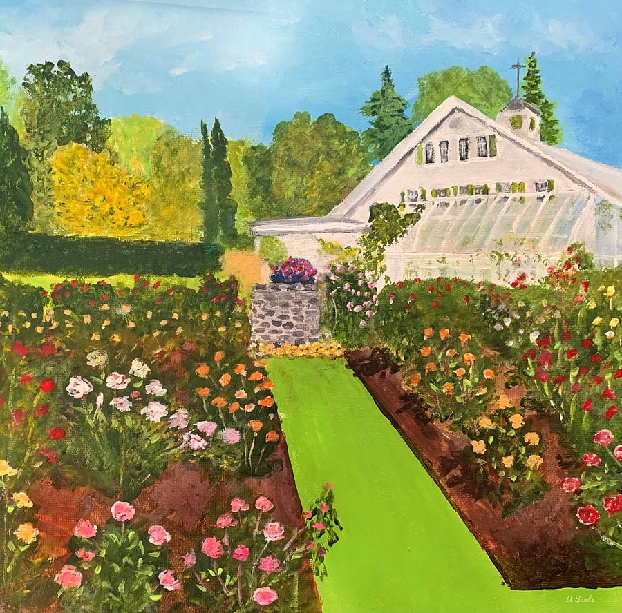 Fuller Rose Garden Painting by Anne Sands