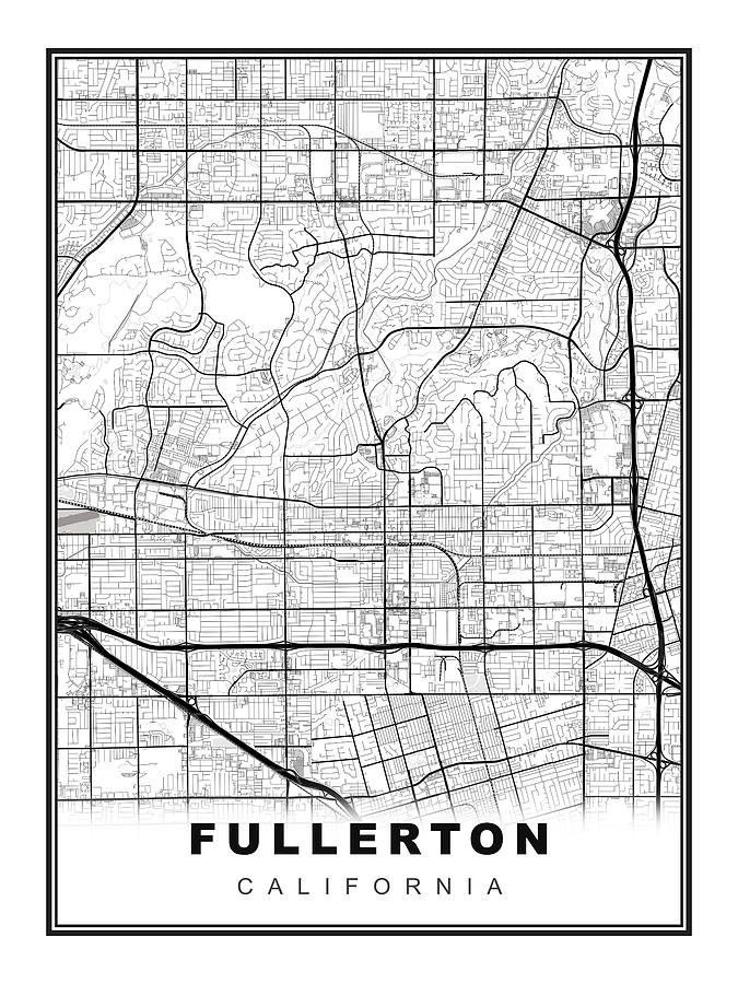 Fullerton Map Digital Art By Ipsita Das Pixels   Fullerton Map Ipsita Das 