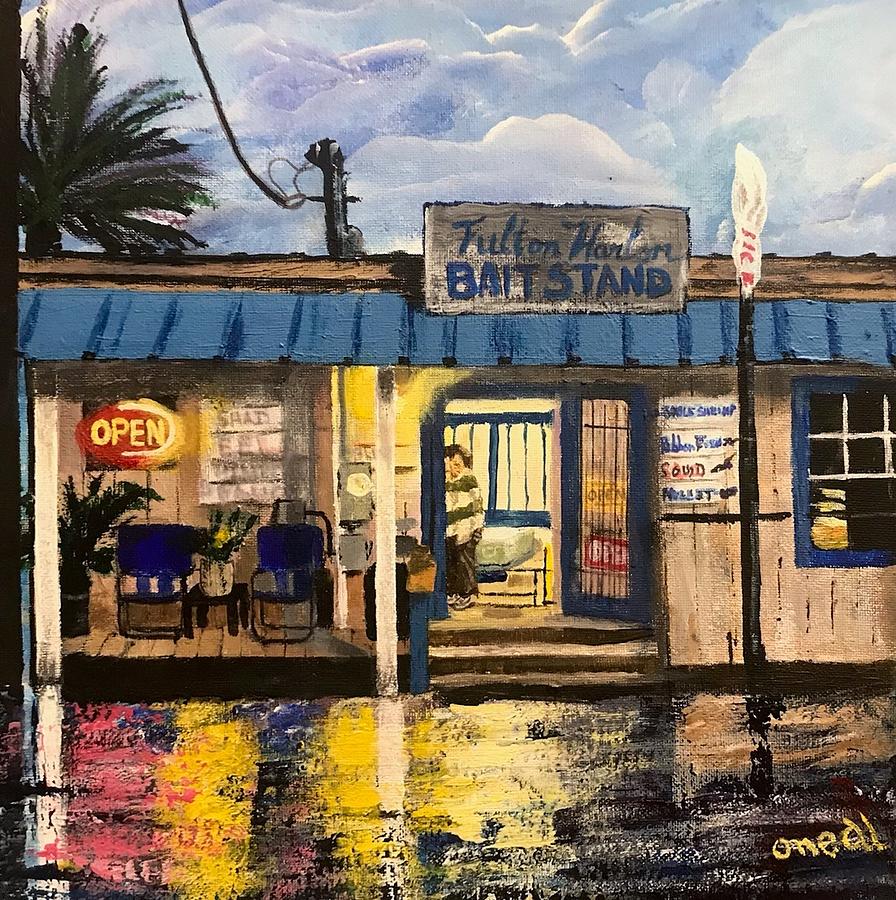 Fulton Harbor Bait Stand Painting by Kevin Oneal