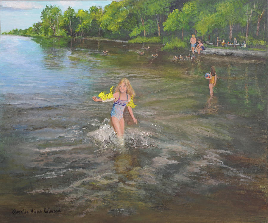 Fun at the Lake Painting by Aurelia Nieves-Callwood