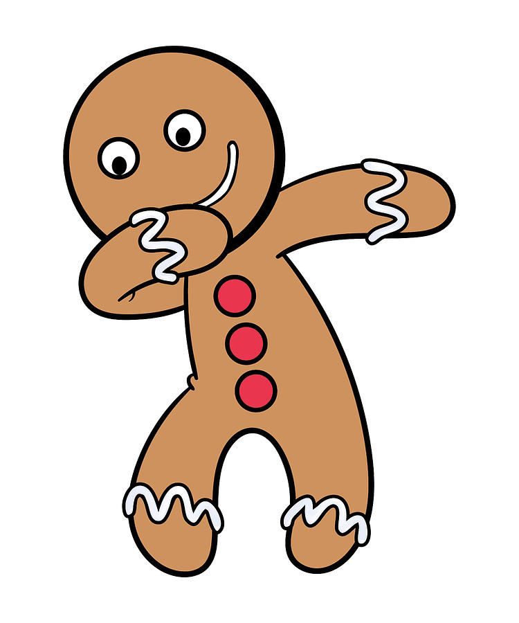 Dabbing Drawing - Fun Dabbing Gingerbread Man Christmas Cookie for the Holiday Season by Kanig Designs