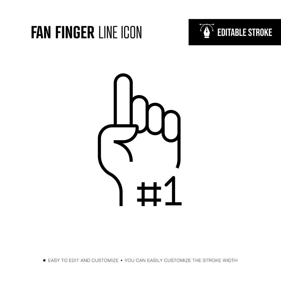 Fun Finger Line Icon - Editable Stroke Drawing by Enis Aksoy