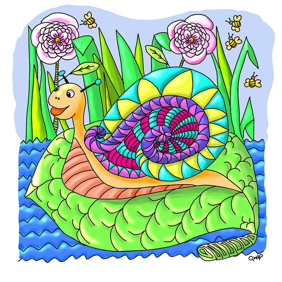 Fun Floating Snail Digital Art by Gaile Griffin Peers