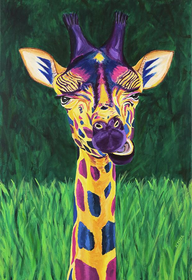 Animal Painting - Colorful Giraffe by Nicole Pedra