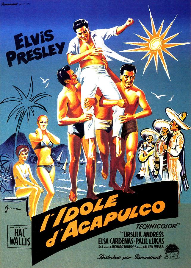 Elvis Presley Mixed Media - Fun In Acapulco, 1963 - art by Boris Grinsson  by Movie World Posters