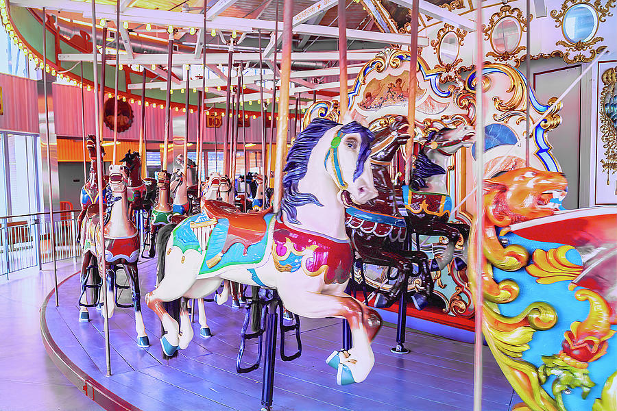 Horse Photograph - Fun on the Coney Island Carousel  by Kay Brewer