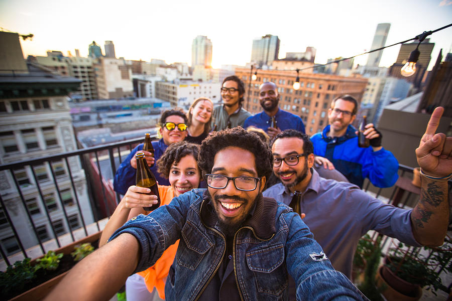 Fun Selfie at Rooftop Party Photograph by Hal Bergman Photography