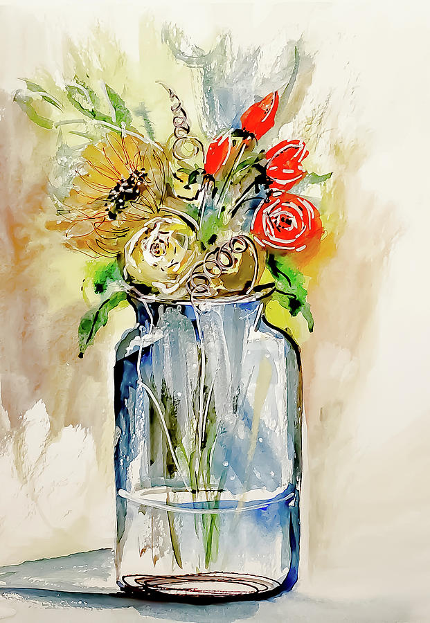Fun Summer Spiral Bouquet Painting by Lisa Kaiser