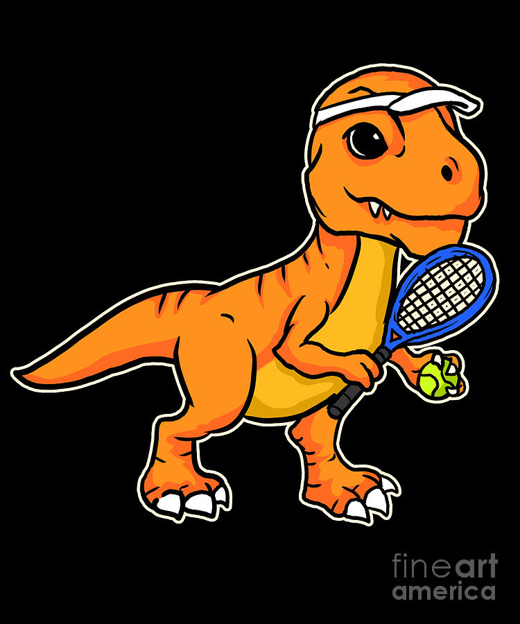 Fun Tennis Saurus Rex Baby Dinosaur Tennis Player Digital Art by J M