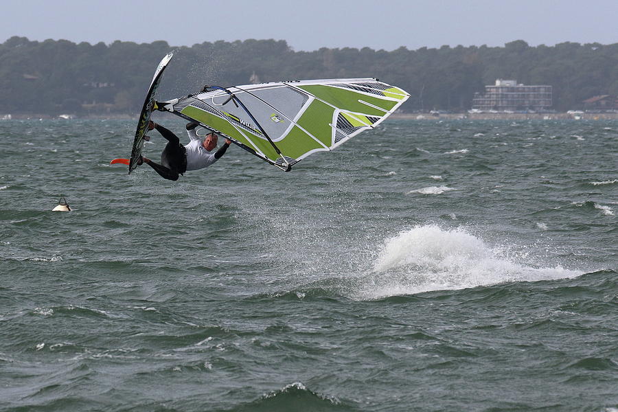 Funboard Photograph - Windsurf Jump by Eric BRENAC