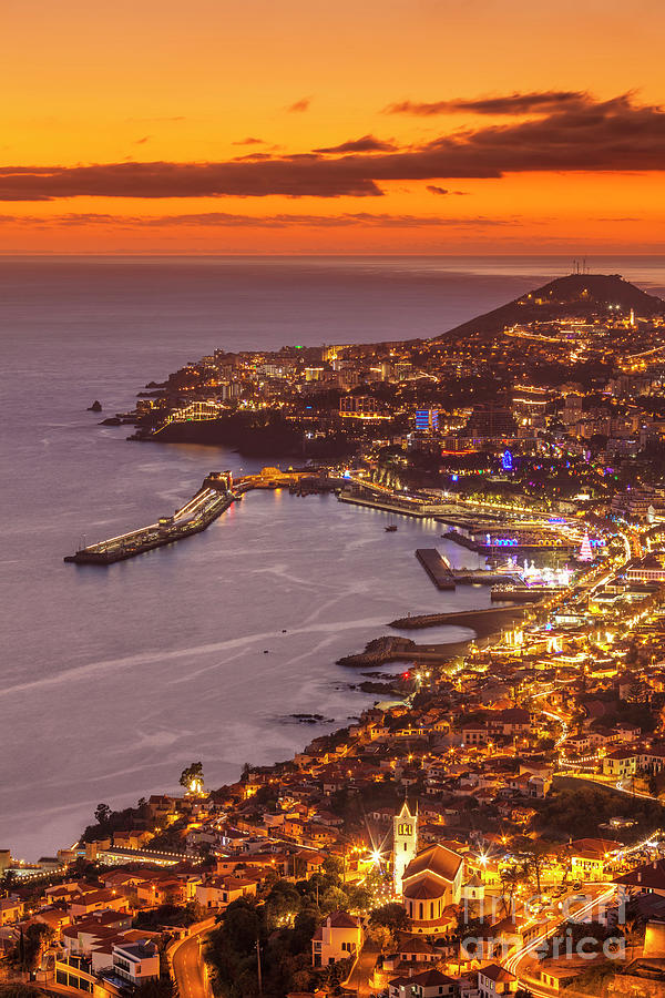 Funchal at night, Madeira Photograph by Neale And Judith Clark