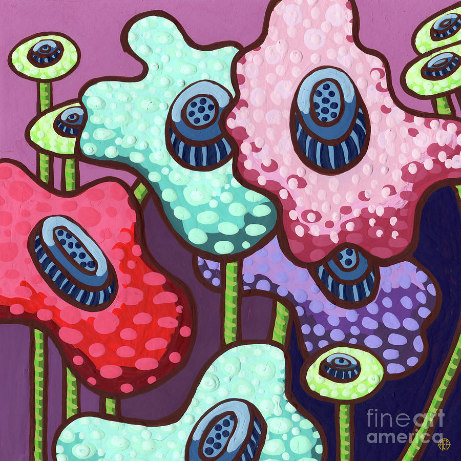Funhouse Friends. The Color Carnival Floral Painting Series Painting by Amy E Fraser