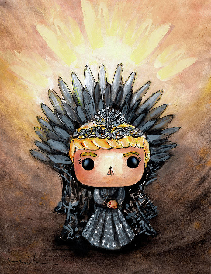 Funko Cersei Lannister On Iron Throne 02 Painting by Miki De Goodaboom