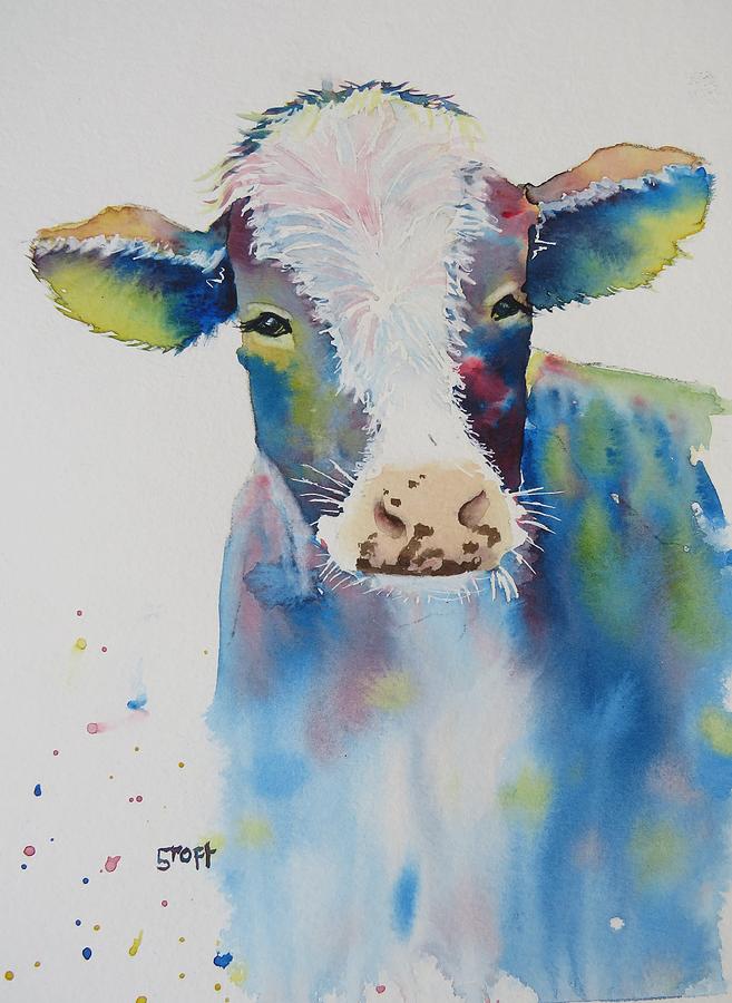 Farm Animals Painting - Funky Calf by Sandie Croft