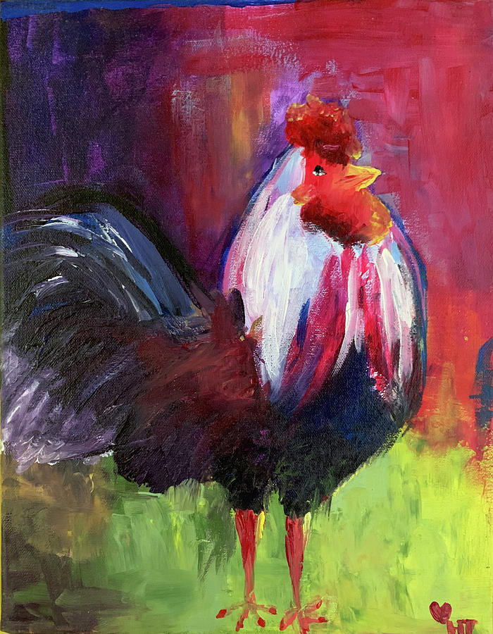Funky Chicken Painting by Heather Thomas - Fine Art America