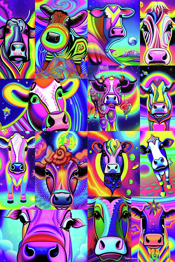 Cosmic Cows Digital Art by Stephen Younts