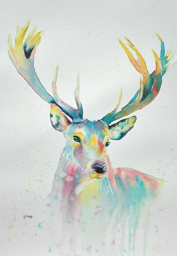 Funky Deer Painting by Sandie Croft
