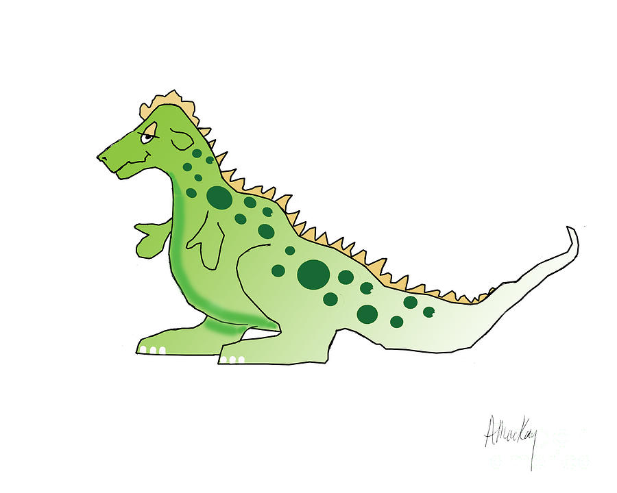 Funky Dinosaur Cartoon Mixed Media by Art MacKay