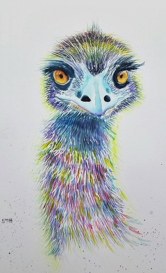Funky Emu Painting by Sandie Croft