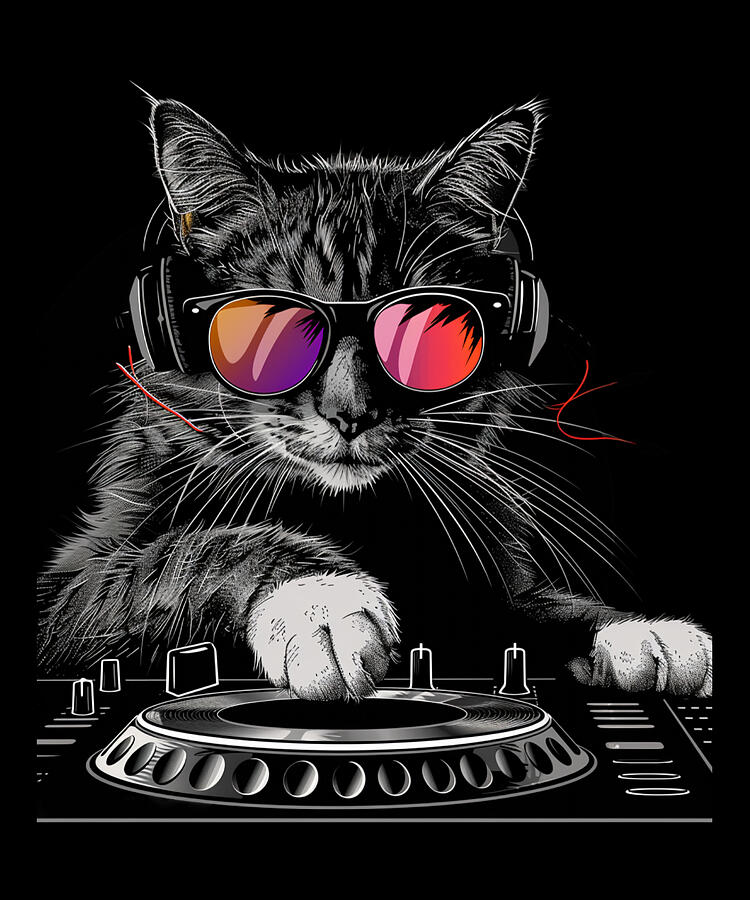 Music Digital Art - Funky Feline Cat DJ by Rush