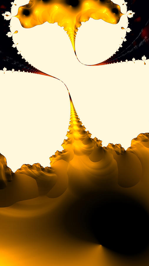 Funky Fractal Abstract Landscape in Gold   Digital Art by Shelli Fitzpatrick